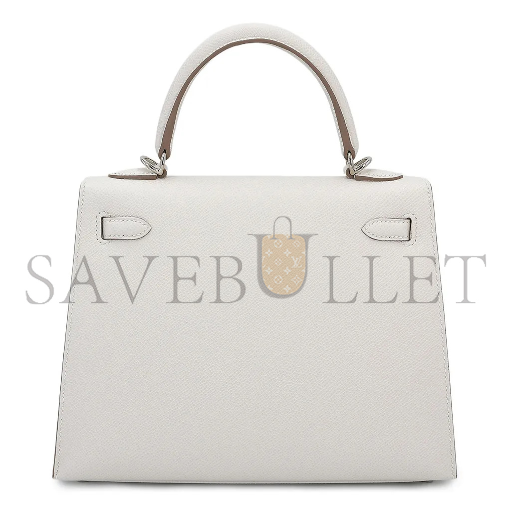 HERMÈS MASTER KELLY 25 MILK GRAY GRIS PALE EPSOM SILVER BUCKLE (25*17*7cm) 